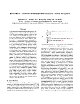 Hierarchical Transformer Network for Utterance-level Emotion Recognition