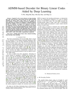 ADMM-based Decoder for Binary Linear Codes Aided by Deep Learning