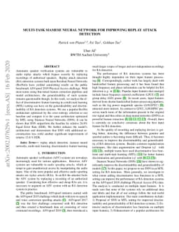 Multi-Task Siamese Neural Network for Improving Replay Attack Detection