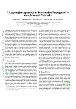 A Lagrangian Approach to Information Propagation in Graph Neural
  Networks