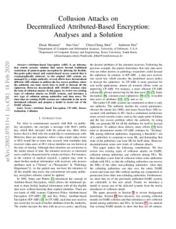 Collusion Attacks on Decentralized Attributed-Based Encryption: Analyses
  and a Solution