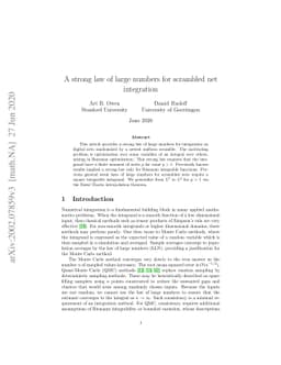 A strong law of large numbers for scrambled net integration