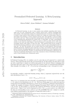 Personalized Federated Learning: A Meta-Learning Approach