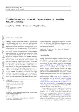 Weakly-Supervised Semantic Segmentation by Iterative Affinity Learning