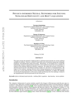 Physics-informed Neural Networks for Solving Nonlinear Diffusivity and
  Biot's equations