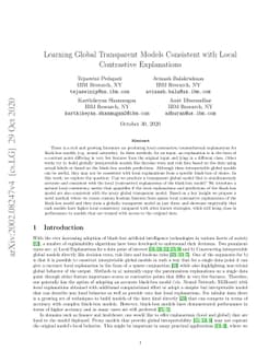 Learning Global Transparent Models Consistent with Local Contrastive
  Explanations