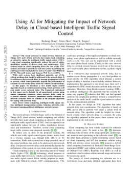 Using AI for Mitigating the Impact of Network Delay in Cloud-based
  Intelligent Traffic Signal Control