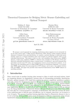 Theoretical Guarantees for Bridging Metric Measure Embedding and Optimal
  Transport