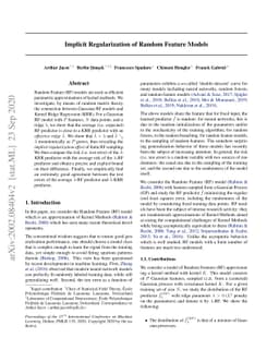 Implicit Regularization of Random Feature Models