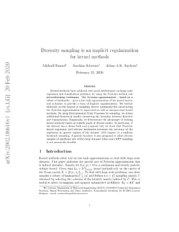 Diversity sampling is an implicit regularization for kernel methods