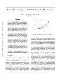 Bayesian Deep Learning and a Probabilistic Perspective of Generalization