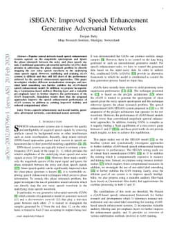 iSEGAN: Improved Speech Enhancement Generative Adversarial Networks