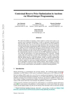 Contextual Reserve Price Optimization in Auctions via Mixed-Integer
  Programming