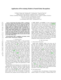 Application of Pre-training Models in Named Entity Recognition