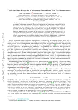Predicting Many Properties of a Quantum System from Very Few
  Measurements