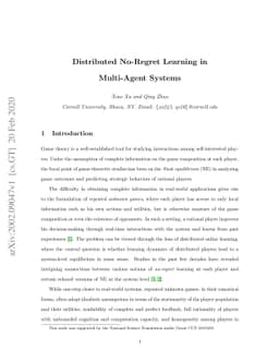 Distributed No-Regret Learning in Multi-Agent Systems