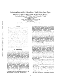 Optimizing Vulnerability-Driven Honey Traffic Using Game Theory