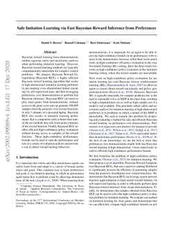 Safe Imitation Learning via Fast Bayesian Reward Inference from
  Preferences