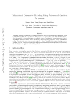 Bidirectional Generative Modeling Using Adversarial Gradient Estimation