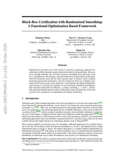 Black-Box Certification with Randomized Smoothing: A Functional
  Optimization Based Framework