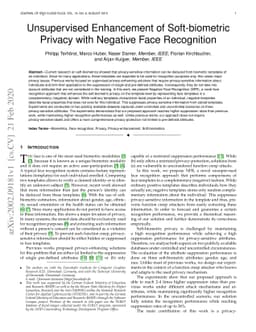 Unsupervised Enhancement of Soft-biometric Privacy with Negative Face
  Recognition