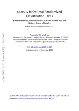 Sparsity in Optimal Randomized Classification Trees