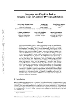 Language as a Cognitive Tool to Imagine Goals in Curiosity-Driven
  Exploration