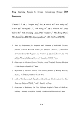 Deep Learning System to Screen Coronavirus Disease 2019 Pneumonia