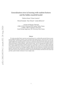 Generalisation error in learning with random features and the hidden
  manifold model