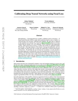 Calibrating Deep Neural Networks using Focal Loss
