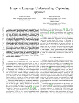 Image to Language Understanding: Captioning approach