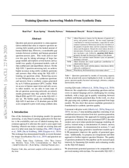 Training Question Answering Models From Synthetic Data