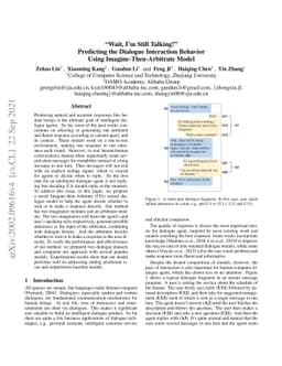"Wait, I'm Still Talking!" Predicting the Dialogue Interaction Behavior
  Using Imagine-Then-Arbitrate Model