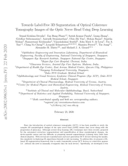Towards Label-Free 3D Segmentation of Optical Coherence Tomography
  Images of the Optic Nerve Head Using Deep Learning