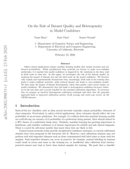 On the Role of Dataset Quality and Heterogeneity in Model Confidence