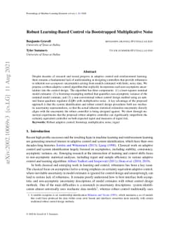 Robust Learning-Based Control via Bootstrapped Multiplicative Noise