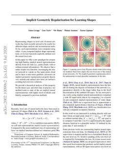 Implicit Geometric Regularization for Learning Shapes