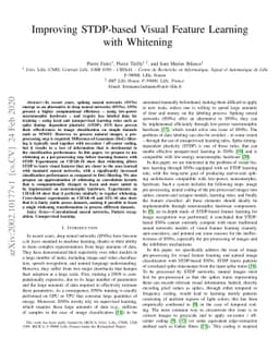 Improving STDP-based Visual Feature Learning with Whitening