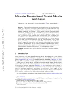Informative Bayesian Neural Network Priors for Weak Signals