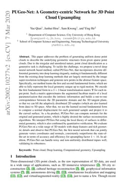 PUGeo-Net: A Geometry-centric Network for 3D Point Cloud Upsampling
