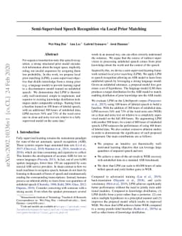 Semi-Supervised Speech Recognition via Local Prior Matching