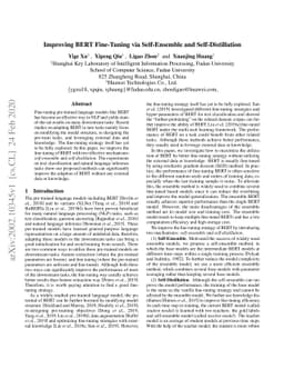 Improving BERT Fine-Tuning via Self-Ensemble and Self-Distillation