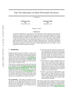 The Two Regimes of Deep Network Training