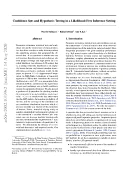 Confidence Sets and Hypothesis Testing in a Likelihood-Free Inference
  Setting