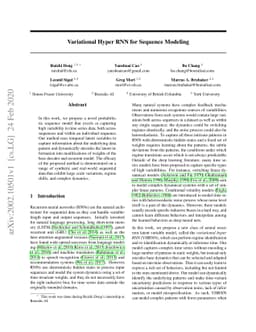 Variational Hyper RNN for Sequence Modeling
