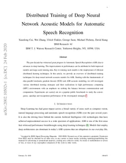 Distributed Training of Deep Neural Network Acoustic Models for
  Automatic Speech Recognition