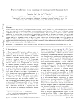 Physics-informed deep learning for incompressible laminar flows