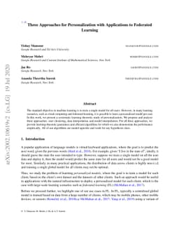Three Approaches for Personalization with Applications to Federated
  Learning