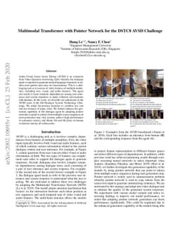 Multimodal Transformer with Pointer Network for the DSTC8 AVSD Challenge