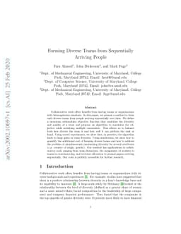 Forming Diverse Teams from Sequentially Arriving People